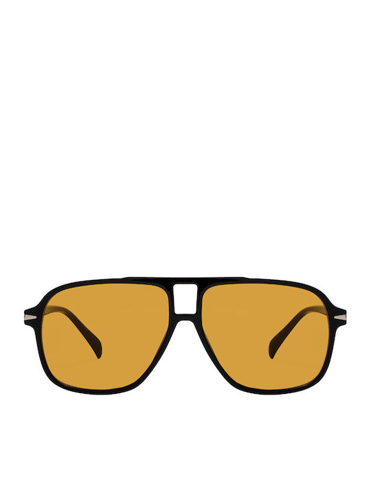 Unisex Sunglasses with Black Plastic Frame and Yellow Lens 2060