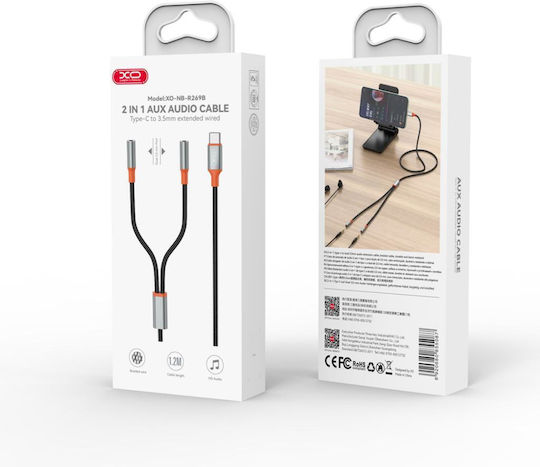 XO Nb269b Μετατροπέας USB-C male σε 3.5mm 2x female 1τμχ