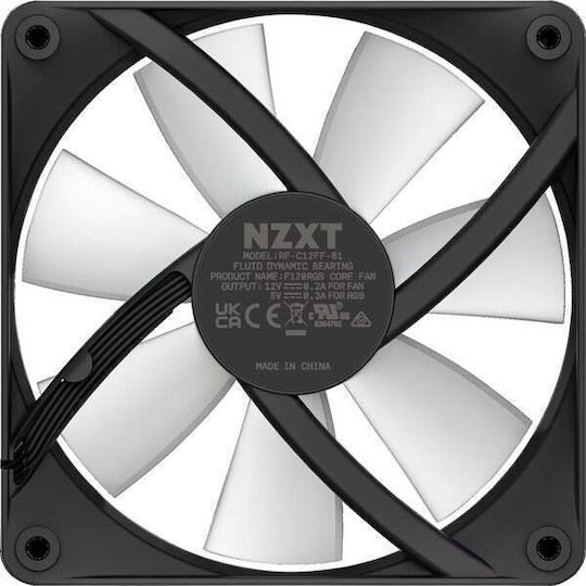 NZXT F120 Core Вентилатор за Кутия с RGB Осветление и Свързване 4-изводна ШИМ
