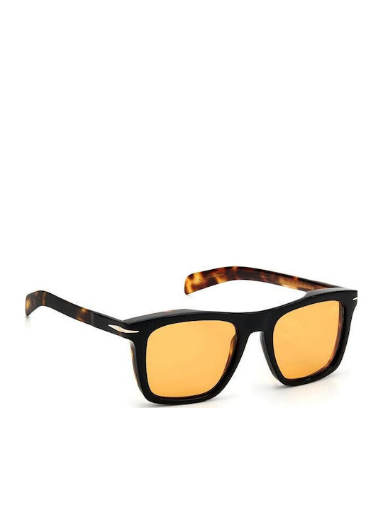 David Beckham Men's Sunglasses with Brown Tartaruga Plastic Frame and Orange Lens DB 7000/S WR7/W7