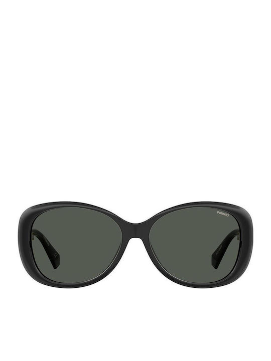 Polaroid Women’s Sunglasses with Black Horn-Rimmed Frame and Grey Polarized Lens PLD4097/S 807/M9