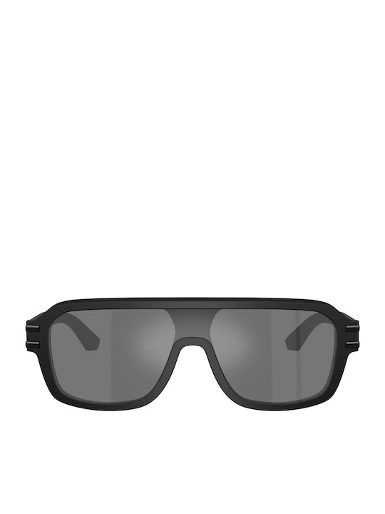Dolce & Gabbana Men's Sunglasses with Black Horn-Rimmed Frame and Grey Mirror Lens DG4507 25256G