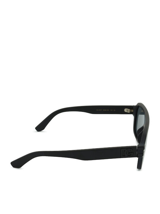 Dolce & Gabbana Men's Sunglasses with Black Horn-Rimmed Frame and Grey Mirror Lens DG4507 25256G