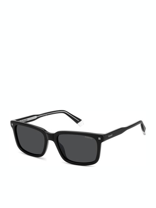 Polaroid Men's Sunglasses with Black Horn-Rimmed Frame and Grey Lens PLD4174/S/X 807/M9