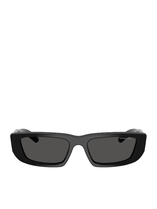 Arnette Men's Sunglasses with Black Horn-Rimmed Frame and Grey Lens