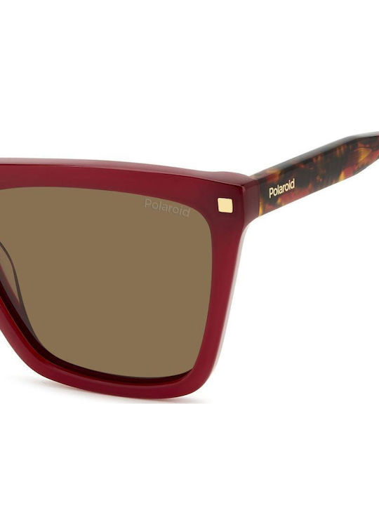 Polaroid Damen Sonnenbrille mit Burgundisch Kunststoff Gestell und Braun Linse PLD4164/S/X LHF/SP