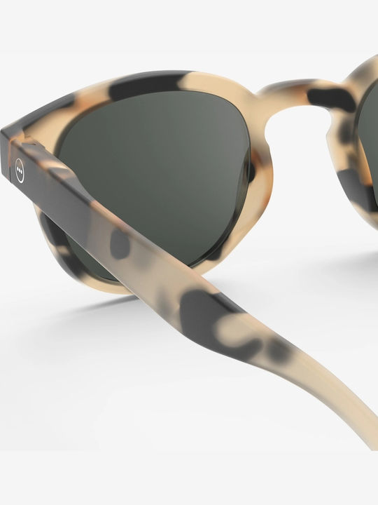 Izipizi Unisex Sunglasses with Brown Tartaruga Plastic Frame and Black Lens