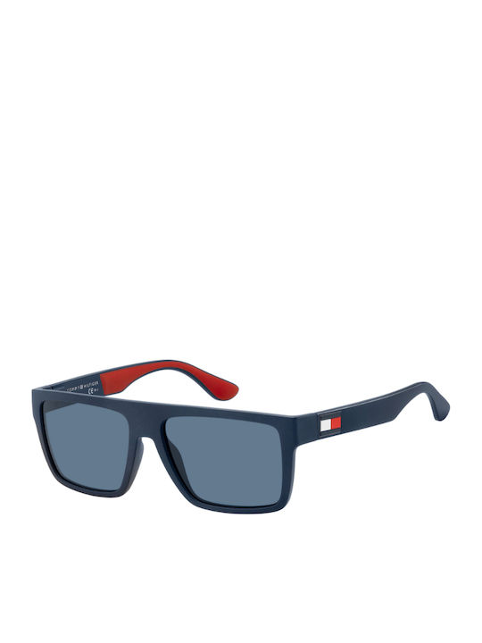 Tommy Hilfiger Men's Sunglasses with Navy Blue Plastic Frame and Blue Lens