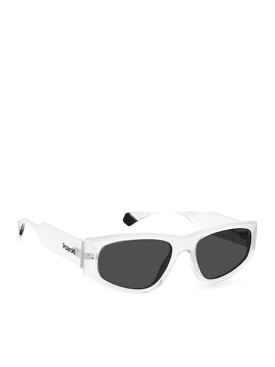 Polaroid Unisex Sunglasses with Transparent Horn-Rimmed Frame and Grey Polarized Lenses PLD6169/S 900/M9