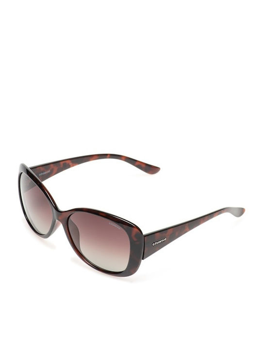 Polaroid Women's Sunglasses with Brown Plastic Frame and Brown Polarized Lens P8317 0BM/LA