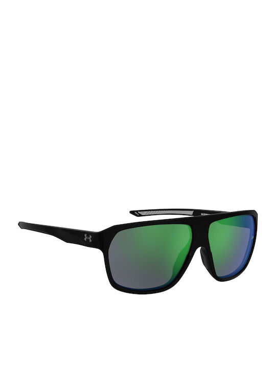 Under Armour Men's Sunglasses with Black Plastic Frame and Green Mirror Lens UA Dominate 807/V8