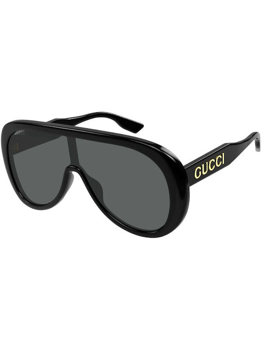 Gucci Women's Sunglasses with Black Horn-Rimmed Frame and Grey Lens GG1370S 001