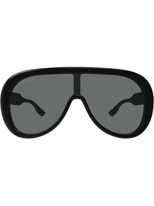 Gucci Women's Sunglasses with Black Horn-Rimmed Frame and Grey Lens GG1370S 001