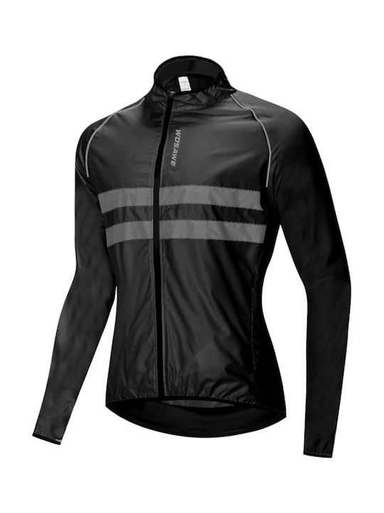 Wosawe Waterproof Cycling Windbreaker Jacket Long sleeve Black