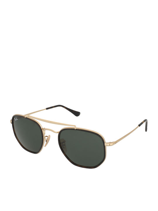 Ray Ban The Marshal II Unisex Sunglasses with Gold Tartaruga Metallic Frame and Green Mirror Lens RB3648M 001