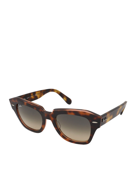 Ray Ban State Street Women's Sunglasses with Brown Tartaruga Plastic Frame and Brown Gradient Lens RB2186 1324/BG