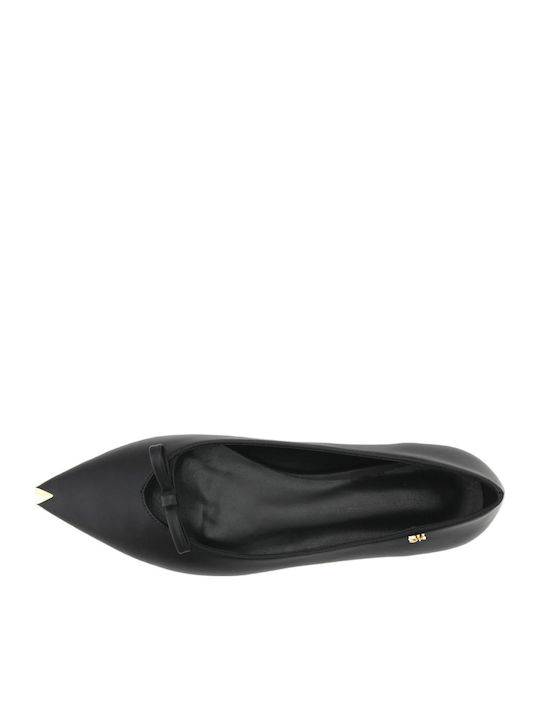 Synthetic Leather Ballerinas Repel Black