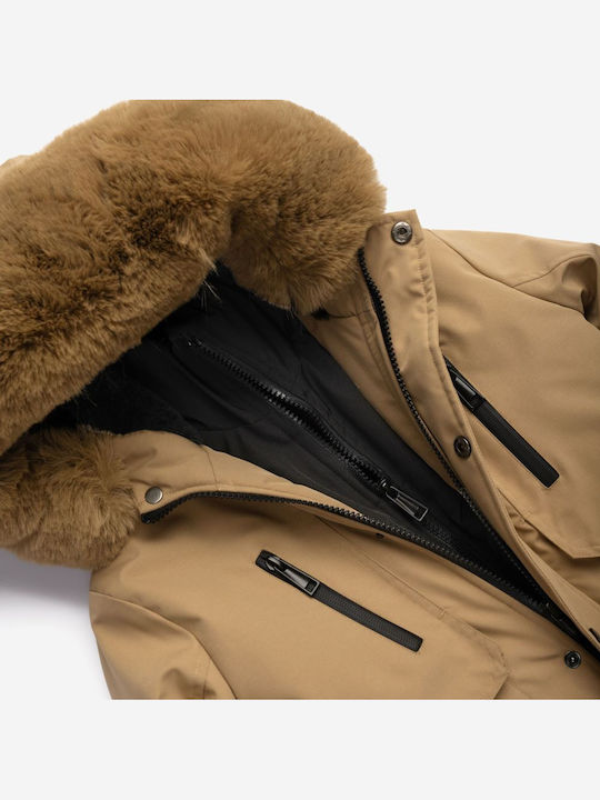 Kids' Casual Jacket Long with Hood Beige