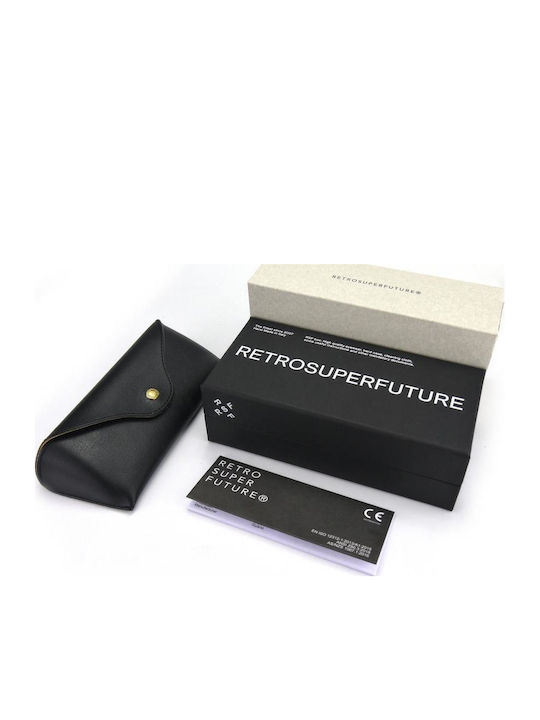 Retrosuperfuture Roma Ανδρικά Γυαλιά Ηλίου με Μαύρο Κοκκάλινο Σκελετό και Μαύρο Φακό