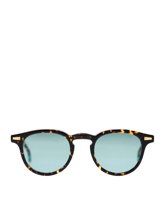 Kyme Gianni Unisex Sunglasses with Brown Tartaruga Plastic Frame and Green Lens