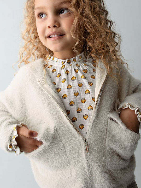 Kids Cardigan Knitted with Hood Beige