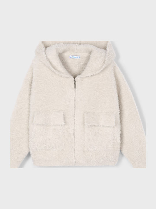 Kids Cardigan Knitted with Hood Beige