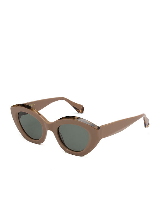 Gigi Barcelona Kendra Women's Sunglasses with Beige Plastic Frame and Green Lens 6753/0