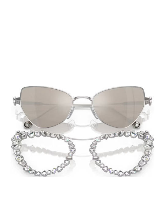 Swarovski Дамски Слънчеви очила с Сребрист Рамка и Сив Леща SK7011 4001AP
