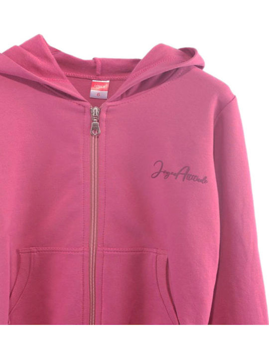 Kids Sweatshirt Cardigan with Hood and Pockets Pink