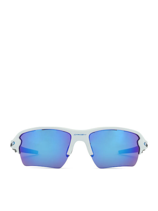 Oakley Prizm Sapphire Men's Sunglasses with White Plastic Frame and Blue Mirror Lens
