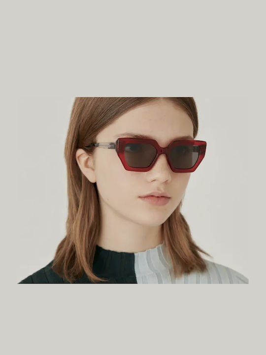 Gigi Barcelona Gianna Damen Sonnenbrille mit Rot Kunststoff Gestell und Gray Linse 6684/6