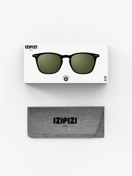 Izipizi #E Unisex Γυαλιά Ηλίου με Μαύρο Κοκκάλινο Σκελετό και Πράσινο Polarized Φακό