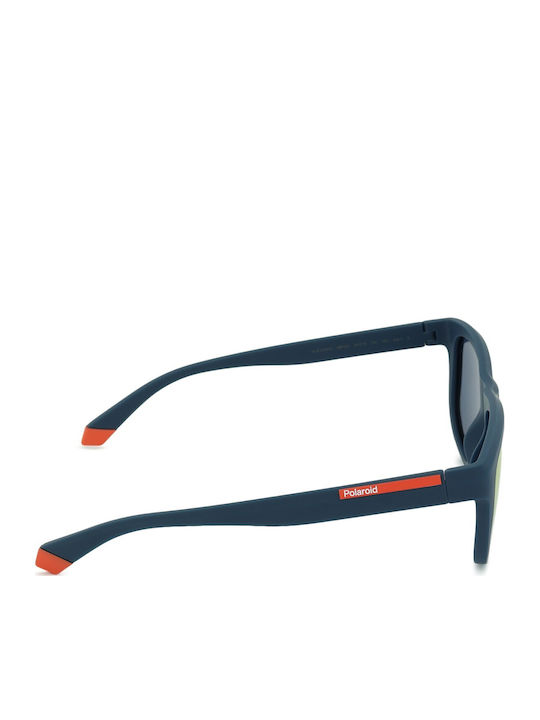 Polaroid Herren Sonnenbrille mit Blau Kunststoff Gestell und Orange Spiegel Linse PLD2163/S 5BF/OZ