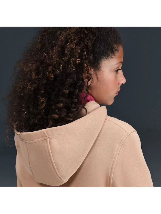 Fleece Kids Sweatshirt Cardigan with Hood and Pockets Beige Sportswear Club