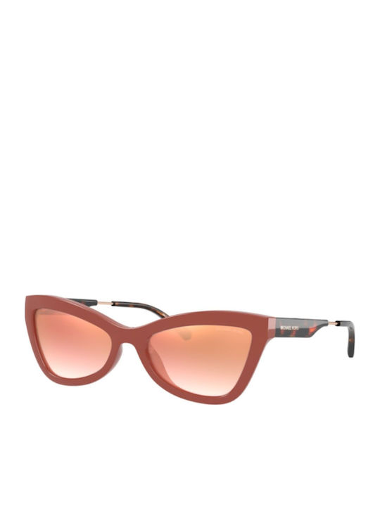 Michael Kors Valencia Damen Sonnenbrille mit Rosa Kunststoff Gestell und Rosa Verlaufsfarbe Spiegel Linse