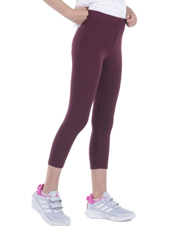 Kids Legging Sports Capri Burgundy Leggings
