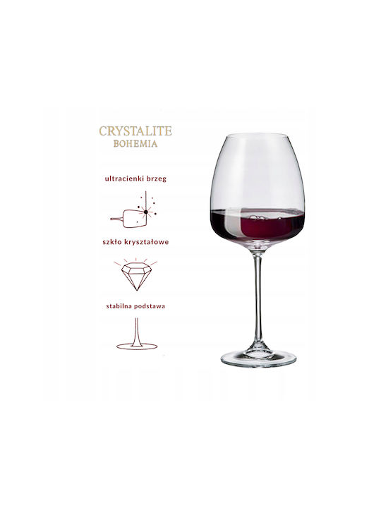 Bohemia Anser Set Gläser für Rotwein aus Kristall Mit Stiel 610ml 0802834 6Stück