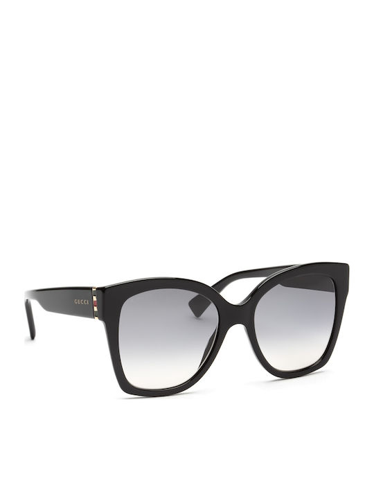 Gucci Damentaschen Sonnenbrille mit Schwarz Horn umrandetem Rahmen und Gray Verlaufsfarbe Gläser GG0459S 001