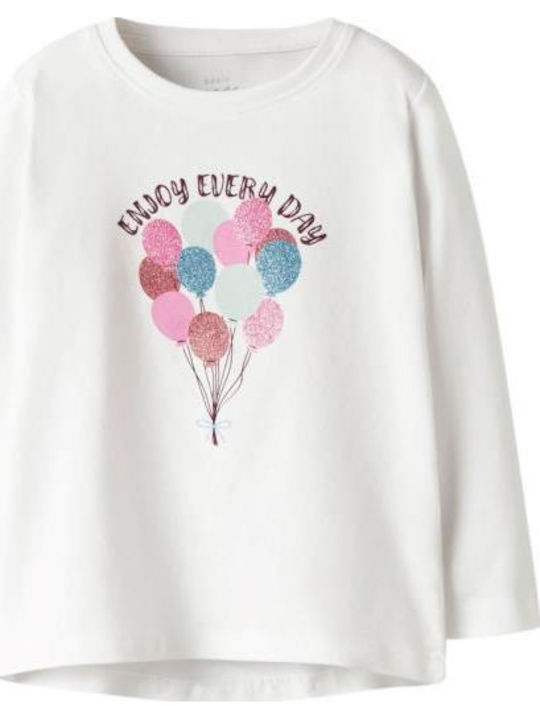 Kids Long-Sleeved White Blouse Cool Dino