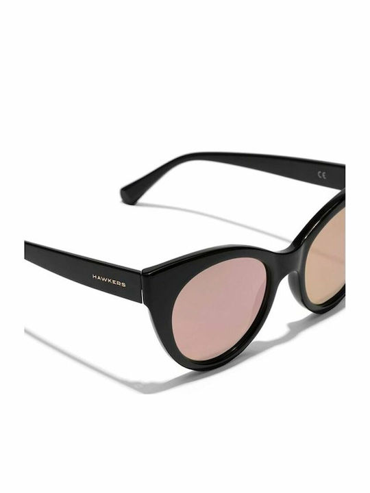 Hawkers Divine Women's Sunglasses with Black Plastic Frame and Pink Lens HKRS2074