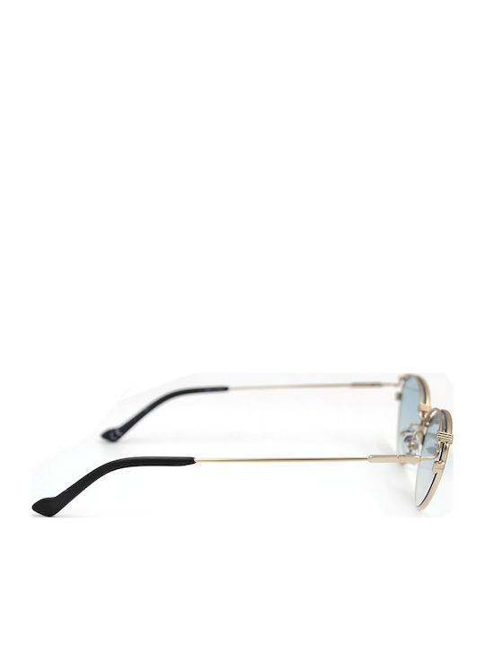 adidas Women's Sunglasses with Gold Metal Frame and Light Blue Gradient Lens AOM012-120032