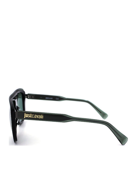 Just Cavalli Unisex Sunglasses With Black Horn-Rimmed Frame And Green Lens JC1007 05N
