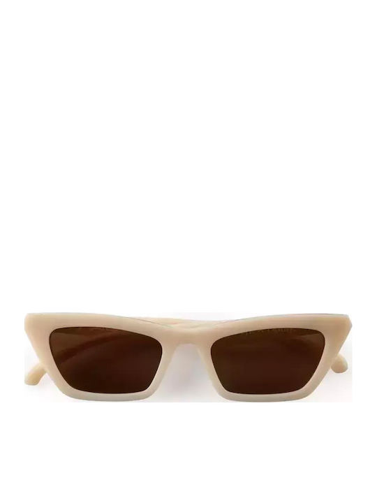 Oscar & Frank Fae Women's Sunglasses with Beige Plastic Frame and Brown Lens
