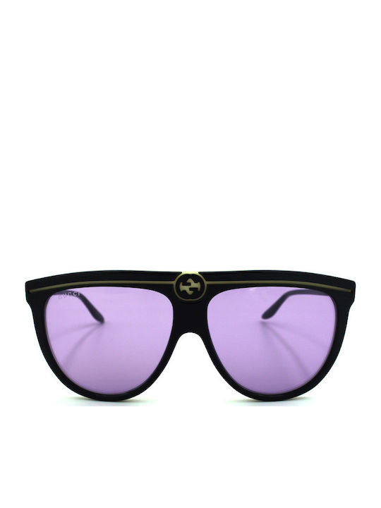 Gucci Damen Sonnenbrille mit Schwarz Kunststoff Gestell und Lila Linse GG0732S 004