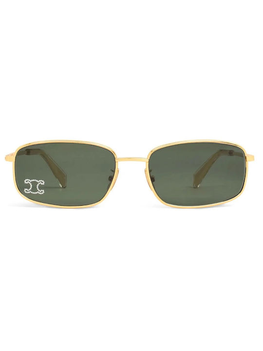 Celine Herren Sonnenbrille mit Gold Metall Gestell und Grün Linse CL40285U-30N