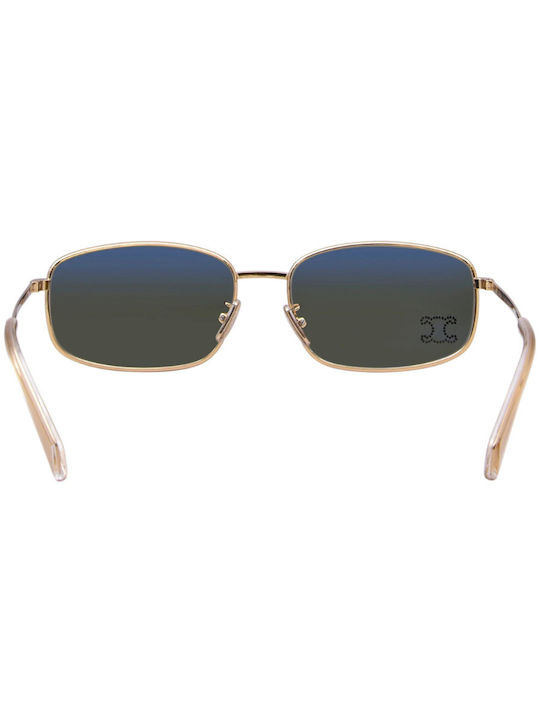 Celine Herren Sonnenbrille mit Gold Metall Gestell und Grün Linse CL40285U-30N