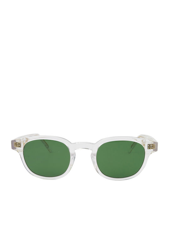 Common Sense Unisex Sunglasses with Transparent Plastic Frame and Green Lens CS003