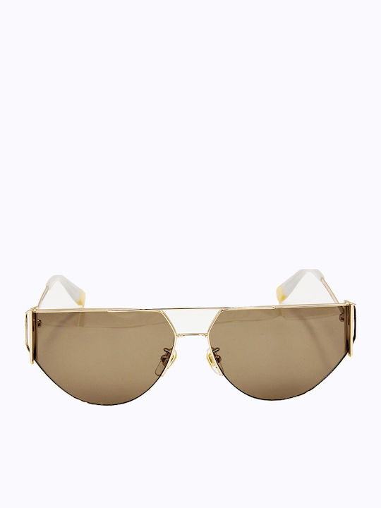 Furla Women's Sunglasses with Gold Metal Frame and Brown Lens SFU463 0300