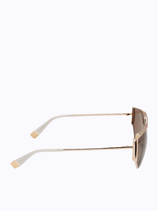 Furla Women's Sunglasses with Gold Metal Frame and Brown Lens SFU463 0300