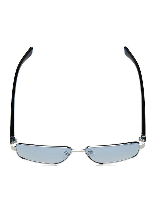 Polaroid Men's Sunglasses with Silver Metal Frame and Light Blue Polarized Lens PLD6121/S KUF/C3